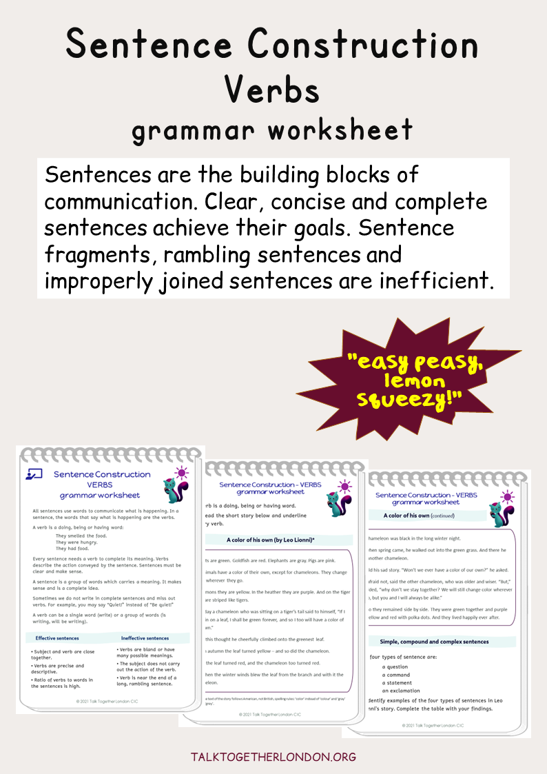 Sentence Construction and Verbs - Grammar