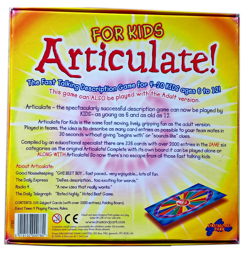 Articulate! for Kids (The fast talking description game) back cover